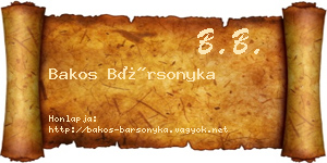 Bakos Bársonyka névjegykártya